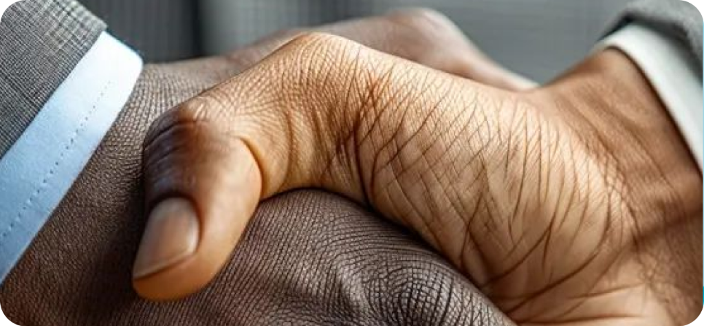 Trusted business partnership handshake in African market